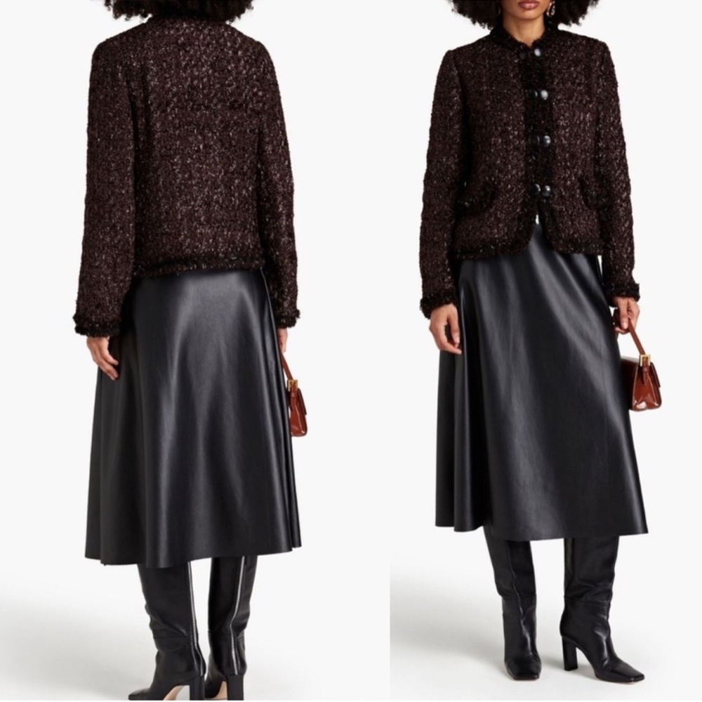 Dolce and Gabbana Women’s Lurex Tweed Jacket Dark Brown